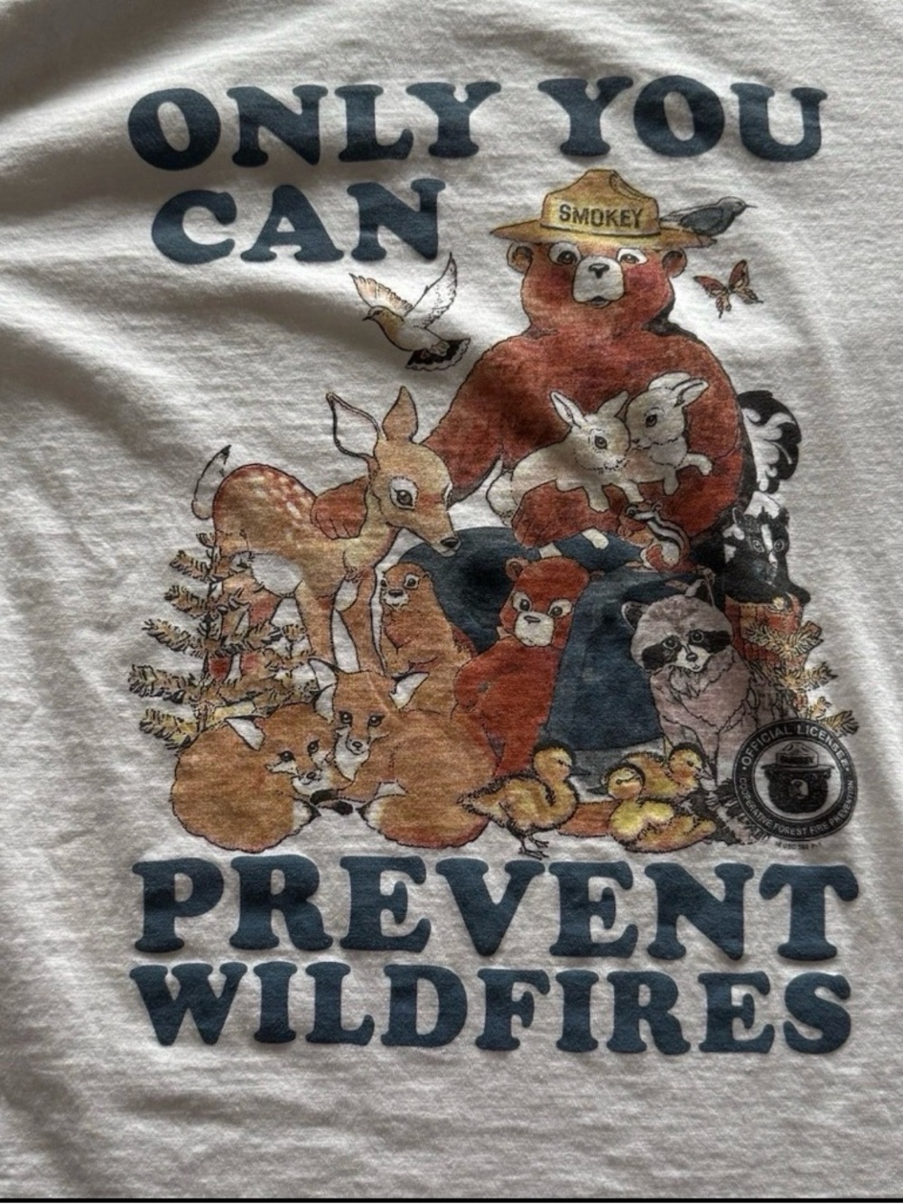 Tee Luv Men’s Smokey Bear Graphics T-Shirt. Size Large Ringer Shirt Short Sleeve - Picture 5 of 5